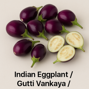 INDIAN EGGPLANT / GUTTI VANKAYA / AUBERGINE / BRINJAL / BAINGAN 1.99/lb