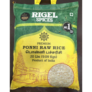 Rigel Spices Premium Ponni Raw Rice 20 lbs (9.09 kg)